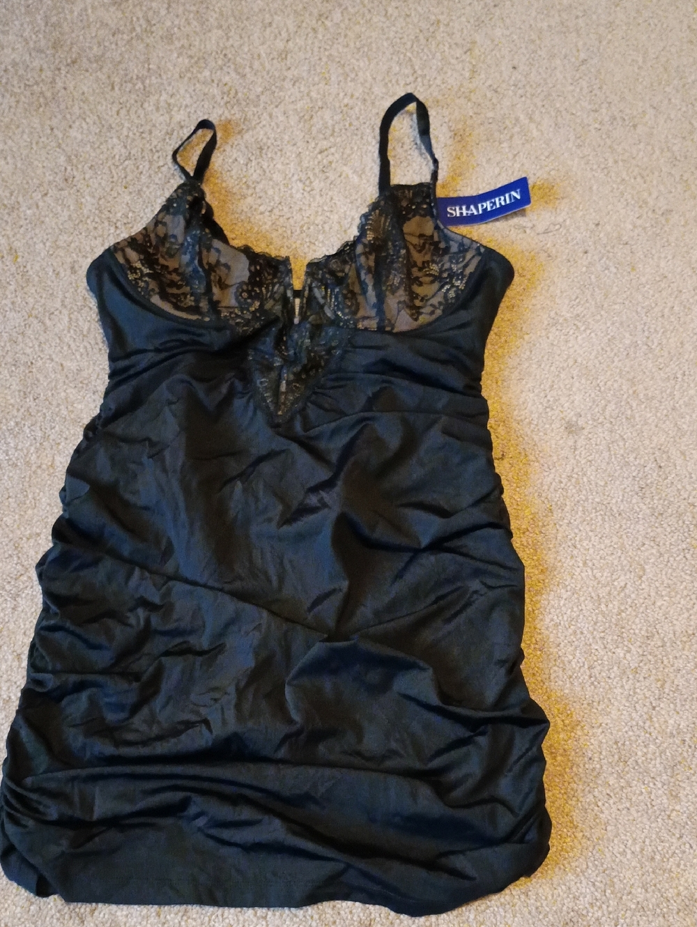 Black Lace-Detail Slip Dress